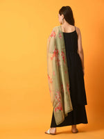 Thumbnail for Myshka Women's Black Solid Anarkali Party Kurta Set With Printed Dupatta - Distacart