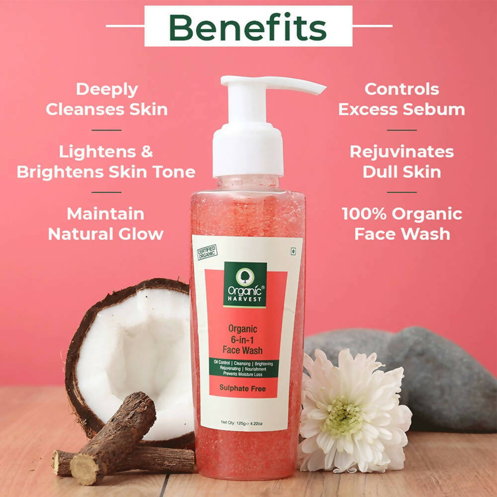 Organic Harvest 6 in 1 Face Wash (Sulphate Free) - Distacart