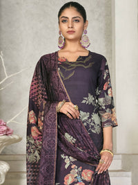Thumbnail for Aastha Fashion Women's Violet Pashmina Floral Digital Printed Kurta with Trouser & Dupatta - Distacart