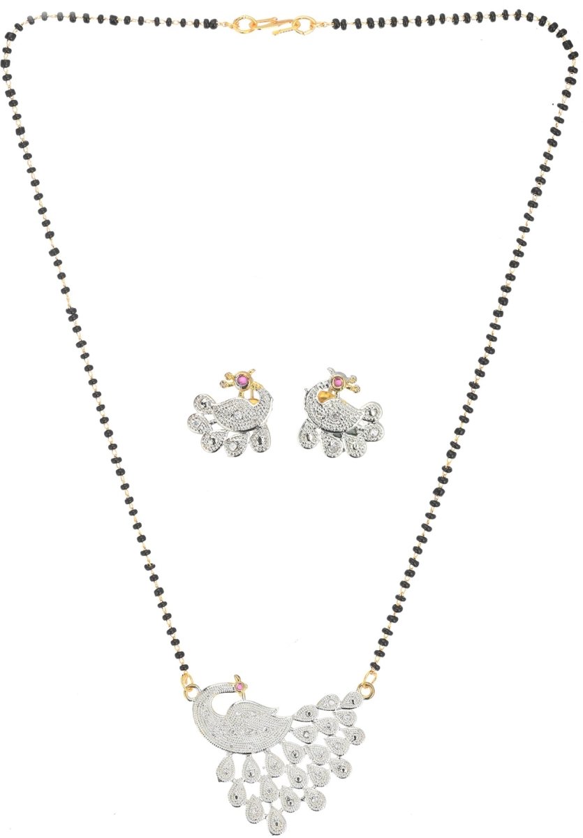 AanyaCentric Ad Short Mangalsutra Set Pendant with Earrings Golden - Distacart