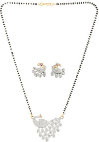 Thumbnail for AanyaCentric Ad Short Mangalsutra Set Pendant with Earrings Golden - Distacart