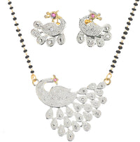 Thumbnail for AanyaCentric Ad Short Mangalsutra Set Pendant with Earrings Golden - Distacart