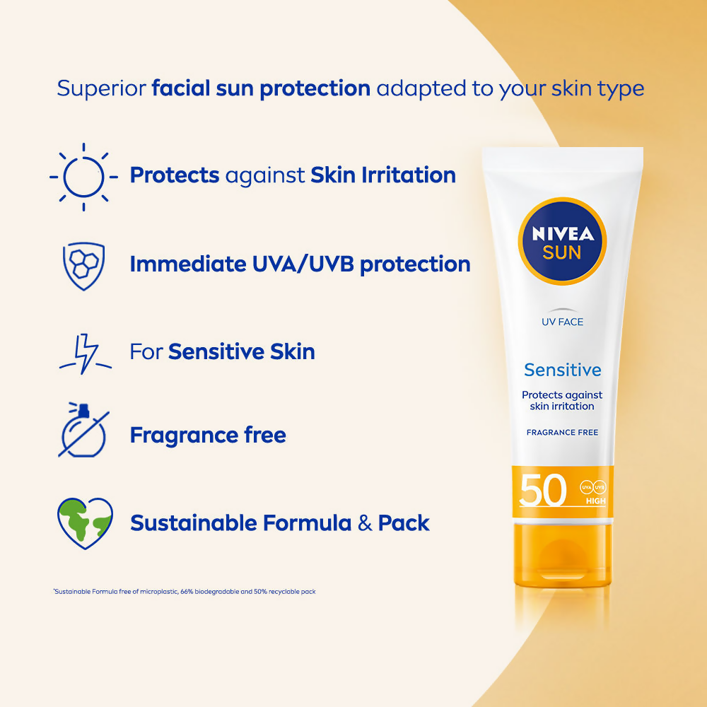 Nivea Sun Sensitive Skin Spf 50 Sunscreen - Distacart