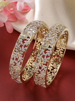Thumbnail for NVR Women's Set of 2 Gold-Polished American Diamond Emblished Handcrafted Bangles - Distacart