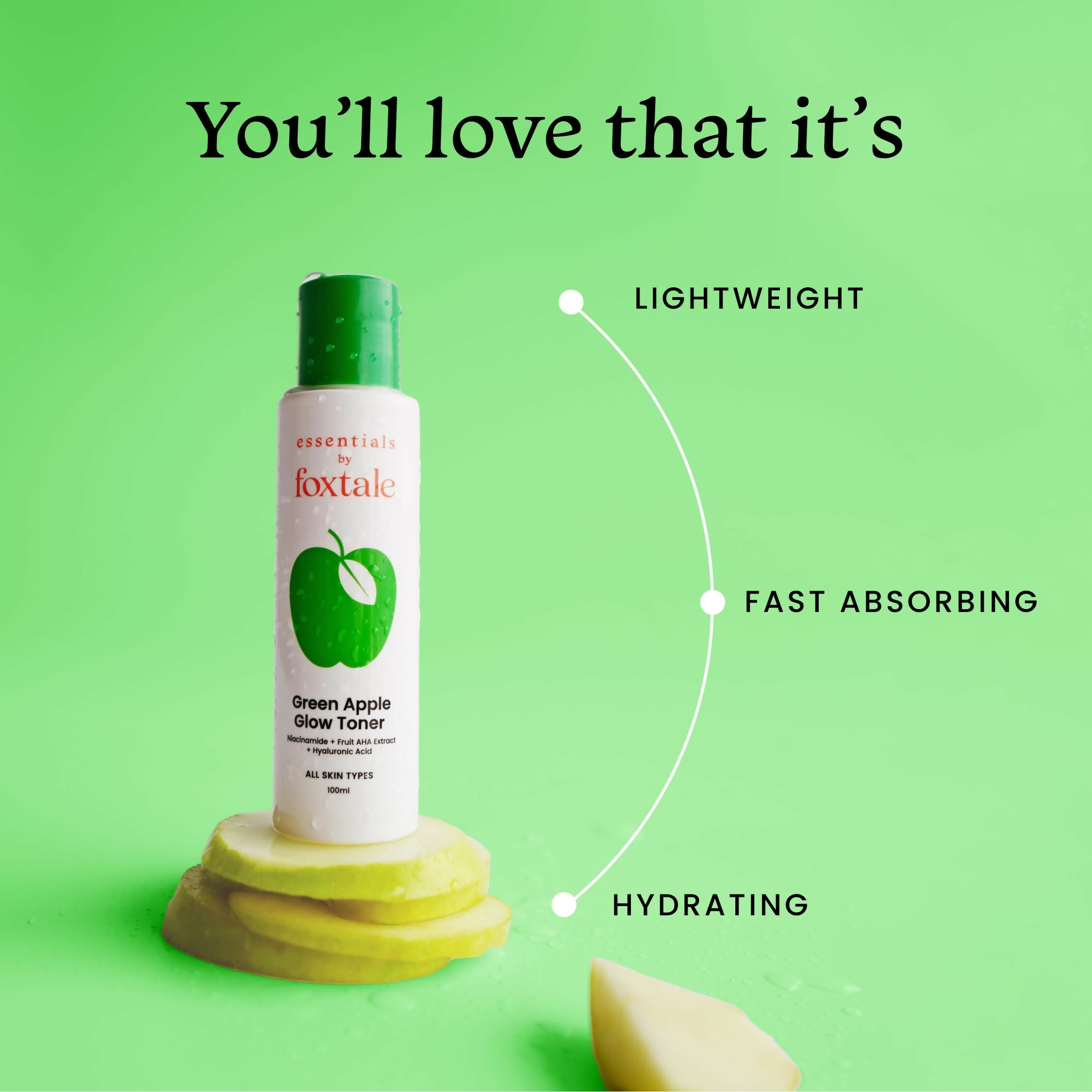 Foxtale Essentials Daily Green Apple Glow Toner with Niacinamide - Distacart