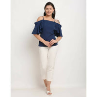 Thumbnail for Aastha Fashion Women's Navy Blue Polyester Solid Casual Top - Distacart