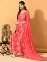 Thumbnail for Myshka Women's Pink Festive Flared Anarkali Kurta With Dupatta sets - Distacart