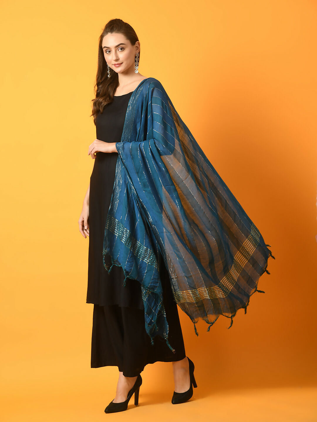 Myshka Women's Black Solid Anarkali Party Kurta Set With Dupatta - Distacart