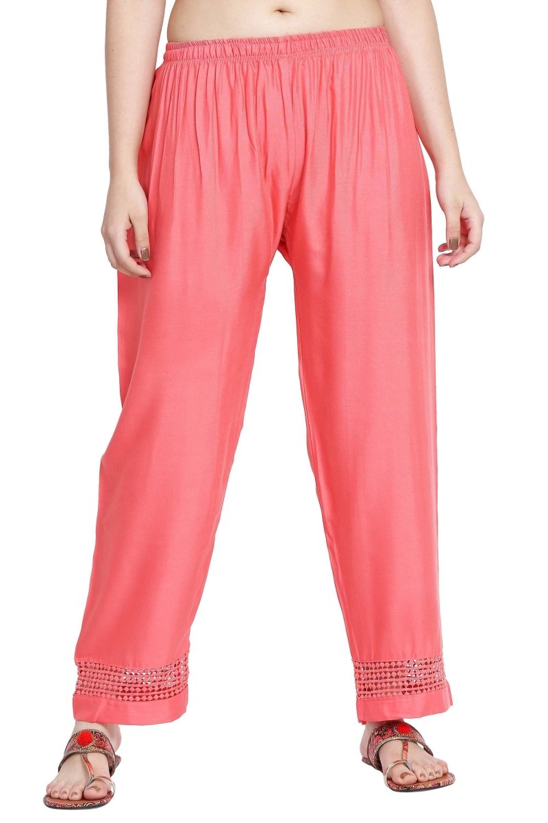 Asmaani Peach Color Plain Lace Palazzo