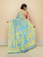 Thumbnail for Joban Fashion Sky Blue Cotton Blend Jamdani Saree