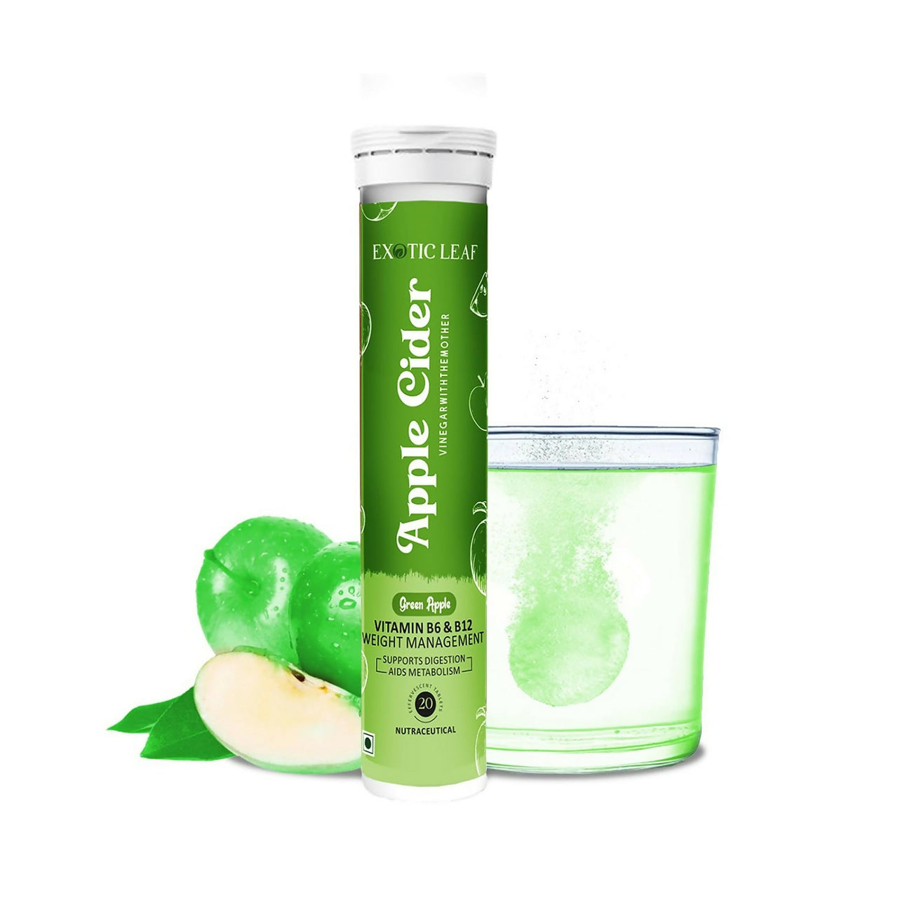 Exotic Leaf Green Apple Cider Vinegar Tablets