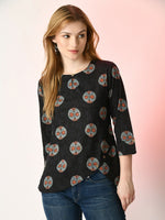 Thumbnail for Myshka Women's Black Printed Top - Distacart