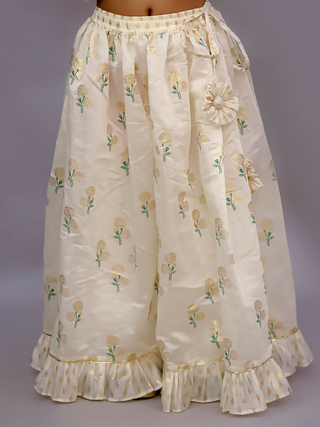 Lil Drama Mishti Off White Lehanga Choli Dupatta Set For Girls