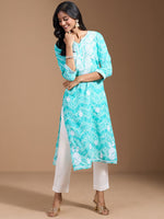 Thumbnail for Ode by House of Pataudi Women Ethnic Motifs Embroidered Chikankari Kurta - Distacart