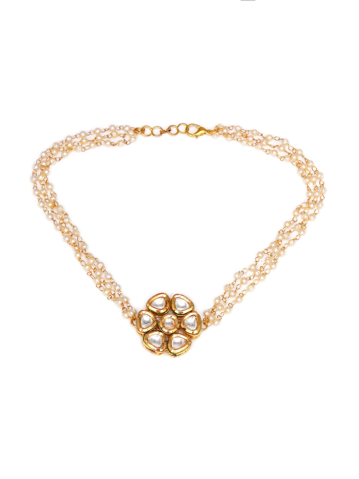 Kundan & Pearl Neckpiece (Gold) - Ruby Raang - Distacart