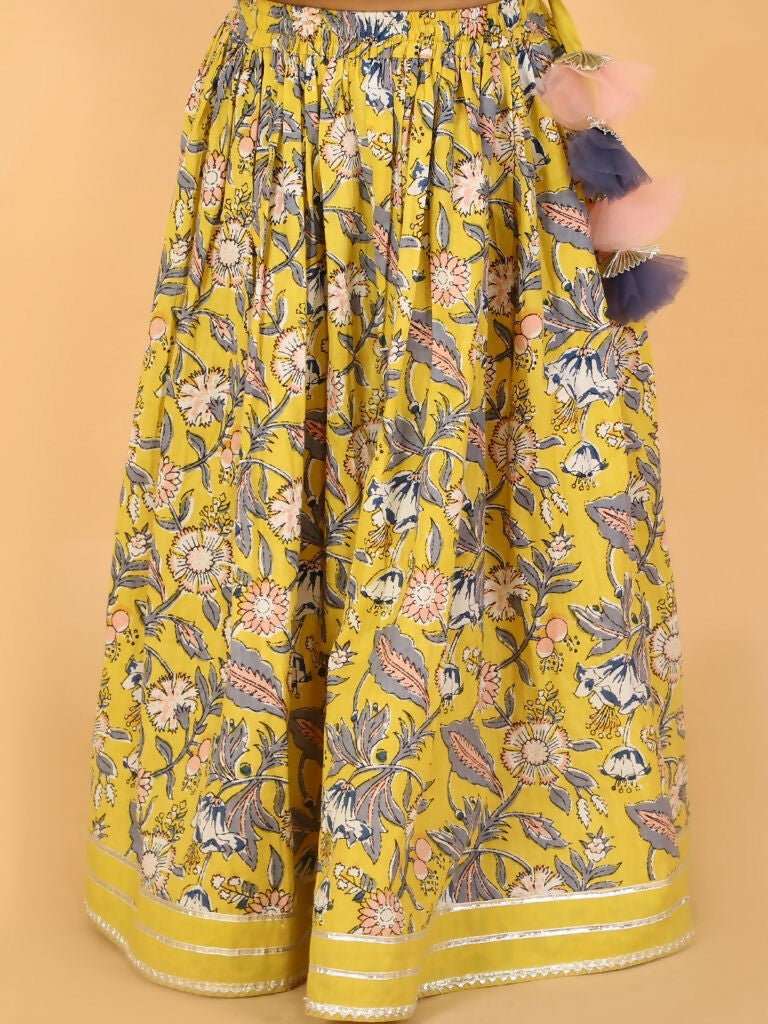 Lil Drama Girls Choli with Ghaghra Set - Yellow - Distacart