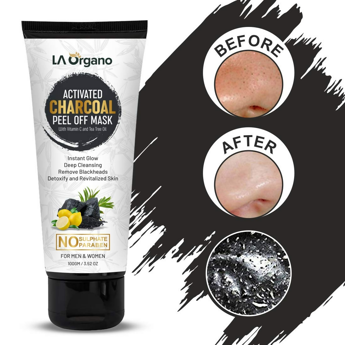 LA Organo Blackhead Remover Activated Charcoal Peel Off Mask - Distacart