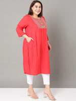 Thumbnail for Sztori Floral Embroidered Yoke Design Sequined Straight Kurta - Distacart