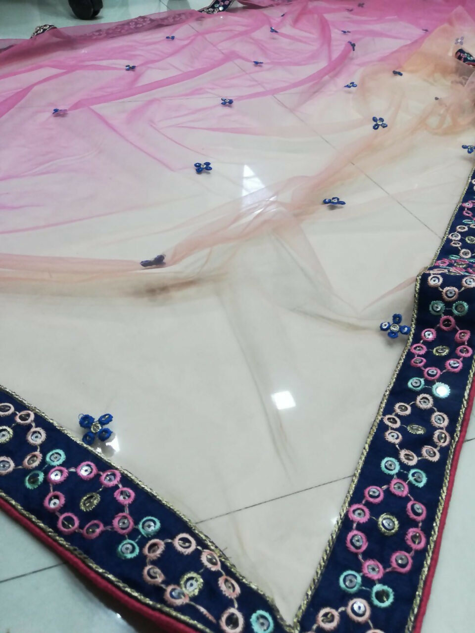 Jyoti Fashion Gorgeous Blue Sequins with Thread & Zari Embroidery Chinon Lehenga Choli with Dupatta - Distacart