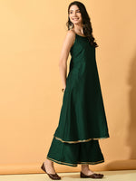 Thumbnail for Myshka Women's Green Solid Party Kurta Sets - Distacart