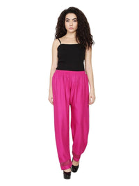 Thumbnail for Asmaani Magenta Color Plain Lace Palazzo