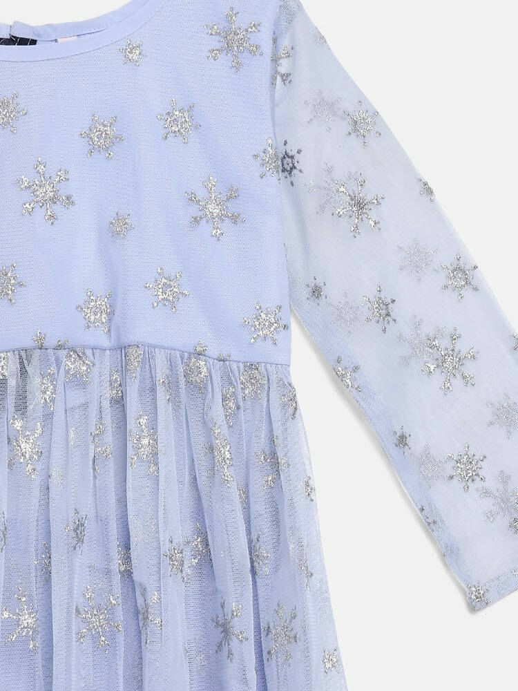 Ahalyaa Blue Net Kids Kurta Palazzo Sets For Girls - Distacart