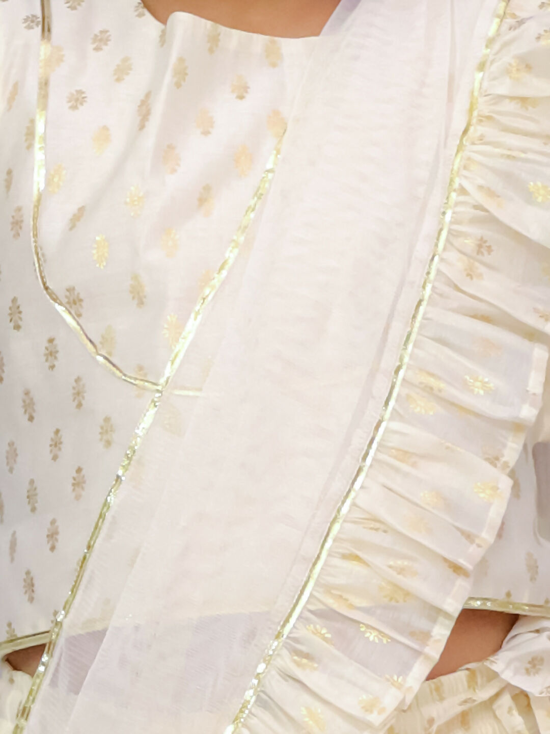 Lil Drama Mishti Off White Lehanga Choli Dupatta Set For Girls