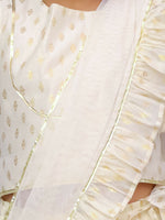 Thumbnail for Lil Drama Mishti Off White Lehanga Choli Dupatta Set For Girls