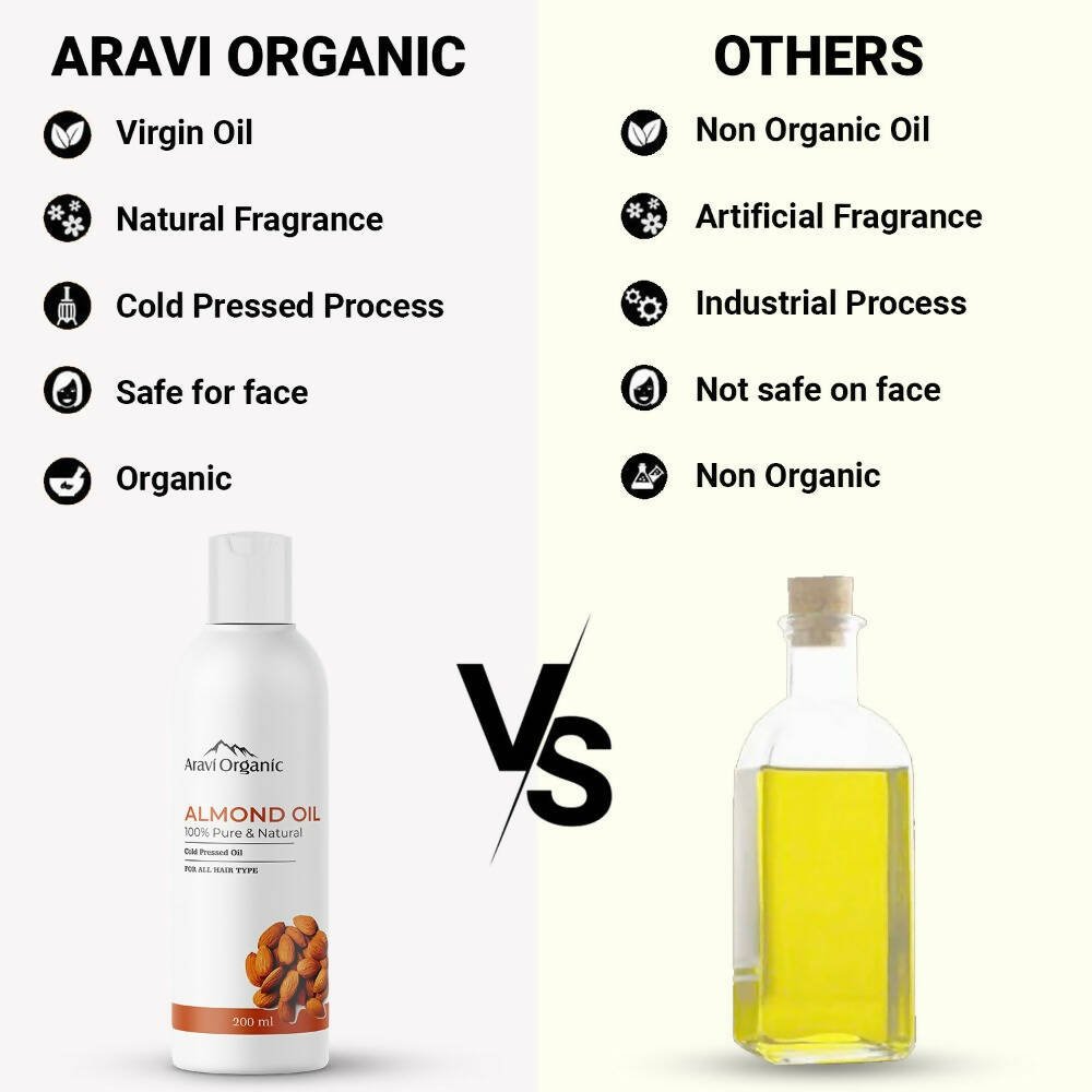 Aravi Organic 100% Pure Cold Pressed Badam Rogan Sweet Almond Oil - Distacart
