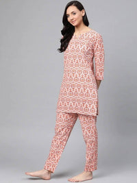 Thumbnail for Anubhutee Orange & White Pure Cotton Printed Night suit - Distacart