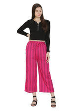 Thumbnail for Asmaani Pink Color Rayon Fabric Stripped Palazzo