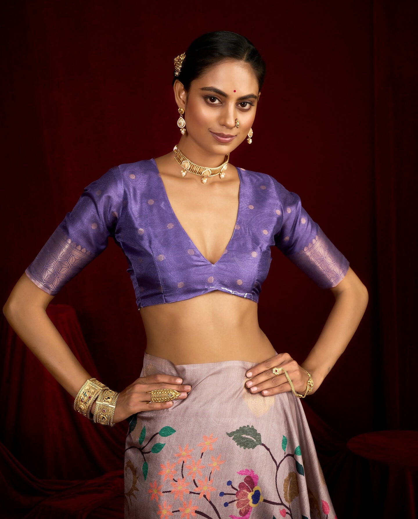 Joban Fashion Powder Blue Soft Silk Weaving Fabric With Digital Jamdani Print With Jacquard Rich Pallu & Blouse With Spring Tassels