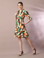 Thumbnail for Myshka Women's Multi Printed Shirt Collar Fit and Flare Party Dress - Distacart