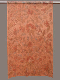 Thumbnail for Orange Kalamkari Hand Painted Organza Stole with Floral Design - Global Threads - Distacart
