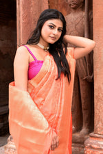 Thumbnail for Joban Fashion Peach Banarasi Katan Pure Handloom Banarasi Silk Saree