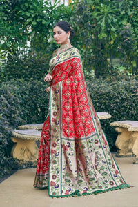Thumbnail for Aastha Fashion Red Woven Patola Silk Saree with Blouse - Distacart