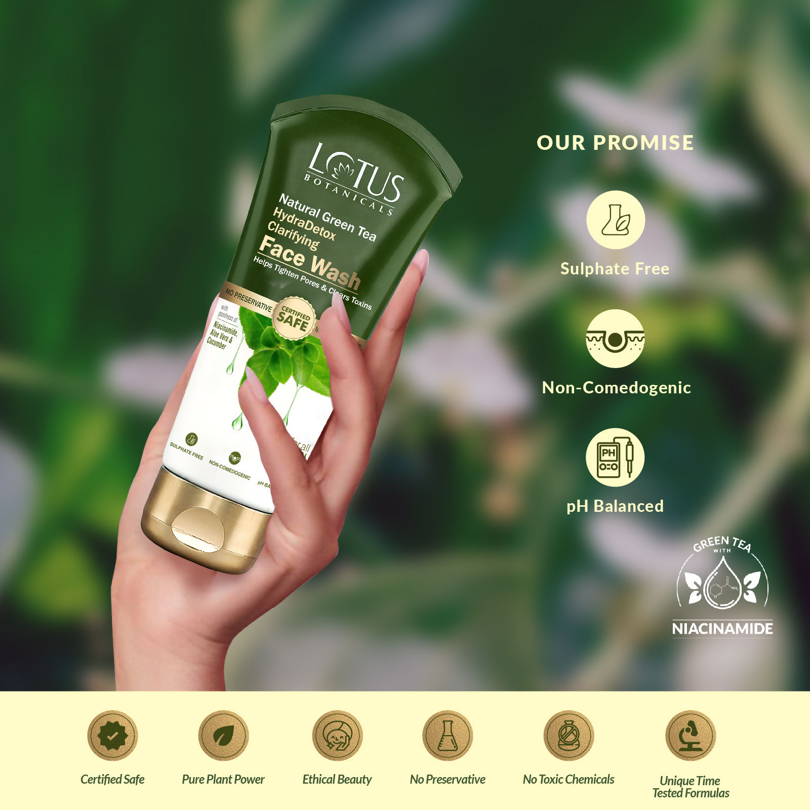 Lotus Botanicals Natural Green Tea Hydradetox Clarifying Face Wash - Distacart