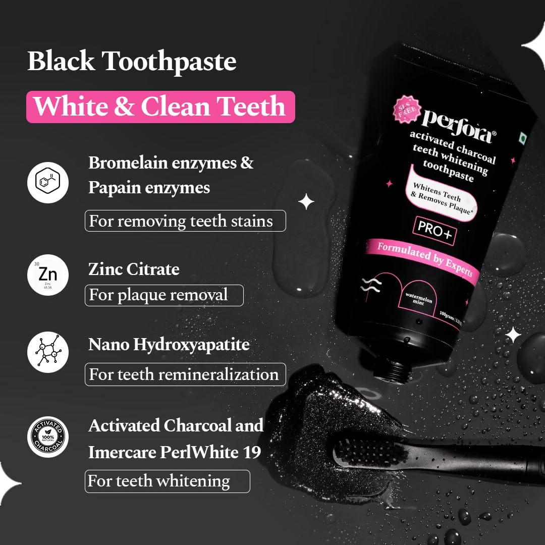 Perfora Activated Charcoal Whitening Toothpaste - Watermelon Mint