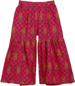 Thumbnail for Ahalyaa Magenta Cotton Printed Kids Kurta Sharara Set With Dupatta For Girls - Distacart