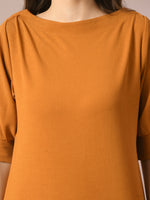 Thumbnail for Myshka Women's Mustard Solid Boat Neck Party Top - Distacart