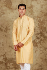 Thumbnail for Bluesaanchi Men's Handloom Embroidered Bisque Kurta Set - Distacart