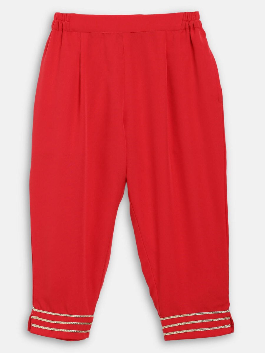 Ahalyaa Red Georgette Ruffel Kids Top With Bottom For Girls - Distacart