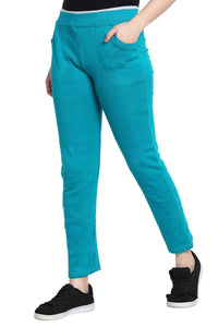 Thumbnail for Asmaani Turquoise color Hosiery Lower with Two Side Pockets.