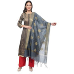 Thumbnail for A R Silk Women's Vanarsi Silk Zari Embroidery Grey Fancy Dupatta