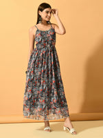 Thumbnail for Myshka Women's Grey Fit and Flare Party Dress - Distacart