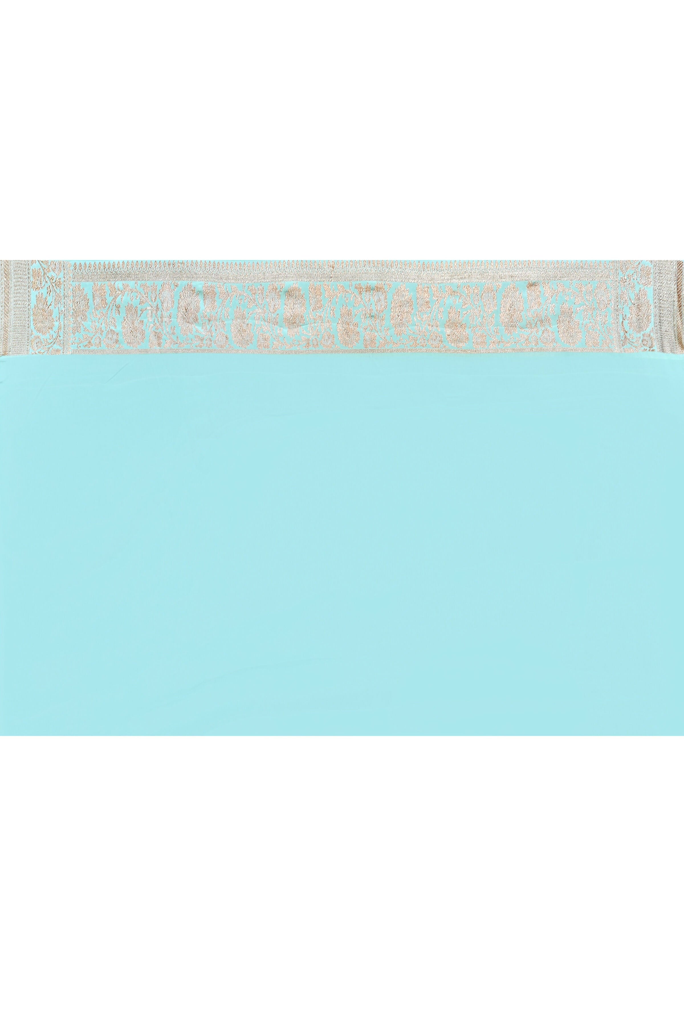 Joban Fashion Aqua Crepe Chiffon Pure Handloom Banarasi Silk Saree