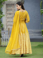 Thumbnail for Juniper Mustard Bandhani Printed Shantoon Slub Lehenga Choli & Net Dupatta Set. - Distacart