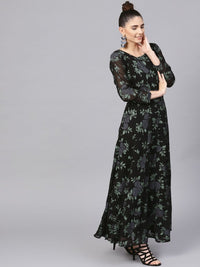 Thumbnail for Ahalyaa Black Georgette Anarkali Kurta With Dupatta