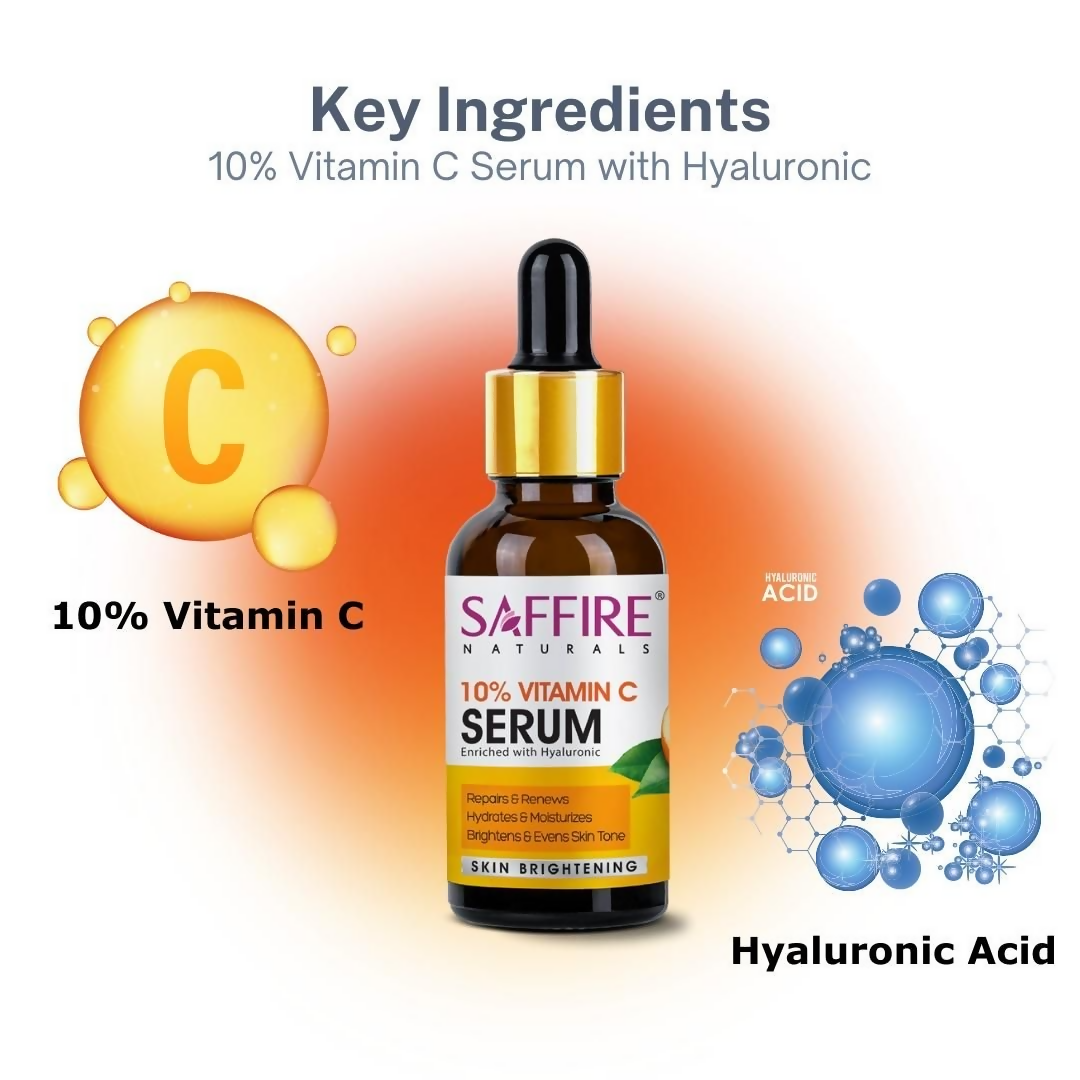 Saffire Naturals 10% Vitamin C Serum Enriched With Hyaluronic - Distacart