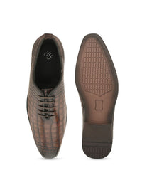 Thumbnail for House of Pataudi Men Textured Formal Lace Up Oxfords